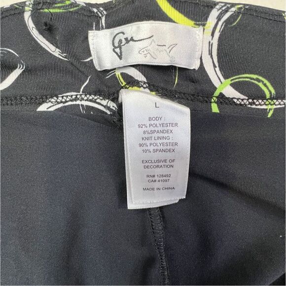 Greg Norman Skort Skirt Women's Large Black Green Circle Print Knit Stretch Golf - Picture 8 of 8